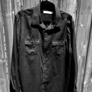 CALVIN KLEIN Mens Casual Button Front Shirt L